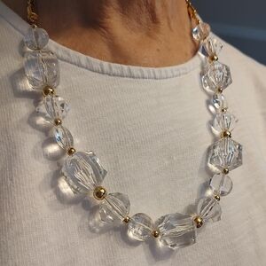 EUC Kate Spade Sparkle Plenty Necklace with Faceted Beads & Pave Crystal Orbs.